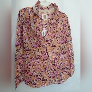 NWT A Shirt Thing Women's Floral Blouse - Pink and Orange Size P